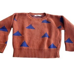 Campure boys brown intarsia blue triangle sweater size 12-18 months